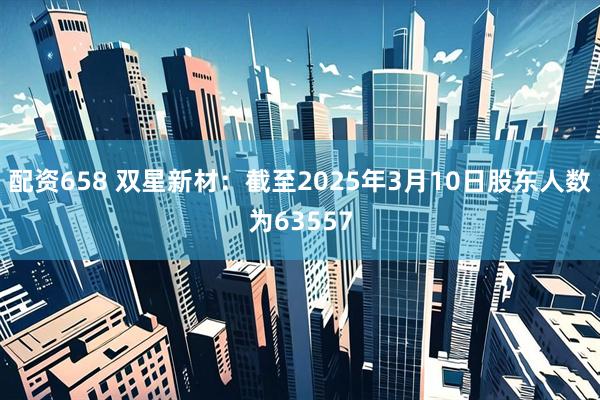 配资658 双星新材：截至2025年3月10日股东人数为63557