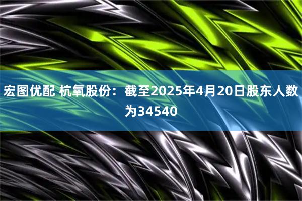 宏图优配 杭氧股份：截至2025年4月20日股东人数为34540