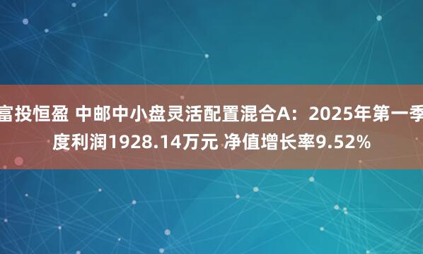 富投恒盈 中邮中小盘灵活配置混合A：2025年第一季度利润1928.14万元 净值增长率9.52%