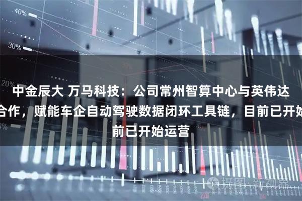 中金辰大 万马科技：公司常州智算中心与英伟达开展合作，赋能车企自动驾驶数据闭环工具链，目前已开始运营