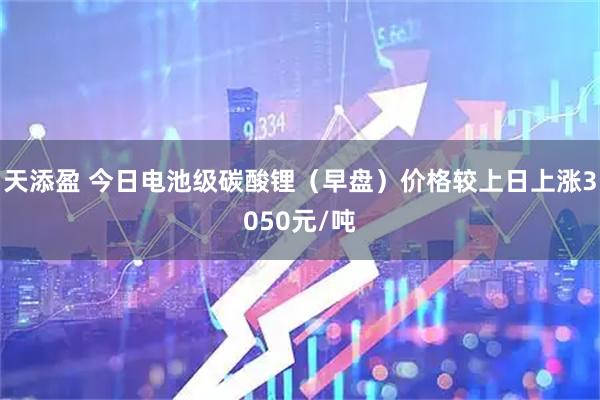 天添盈 今日电池级碳酸锂（早盘）价格较上日上涨3050元/吨